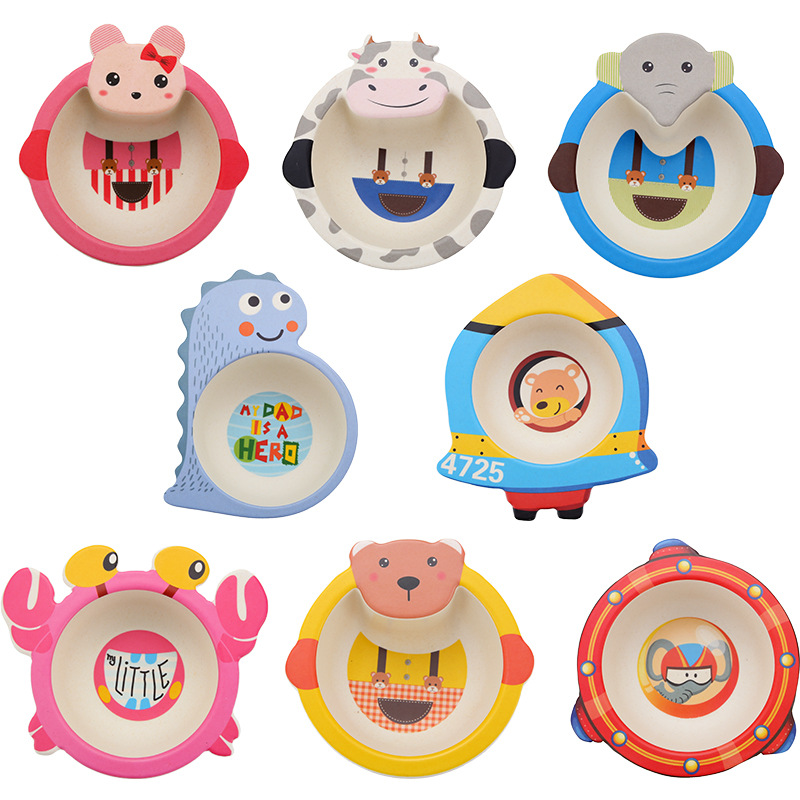 Baby Food Healthy - Çizgi film bebek besleme kasesi bambu