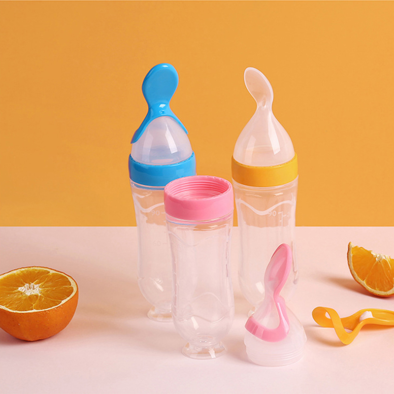 Baby Food Feeder - Sıkma Biberon Silikon Yenidoğan Bebek Eğitim