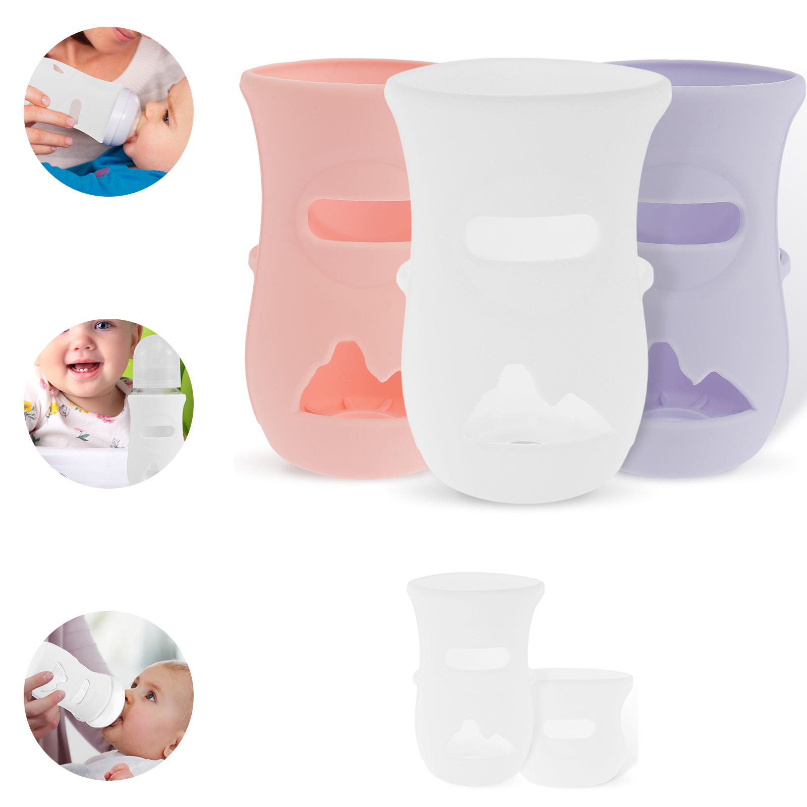 Baby Food Pouches - Silikon Kollu Silikon Biberon Kapağı Yalıtımlı