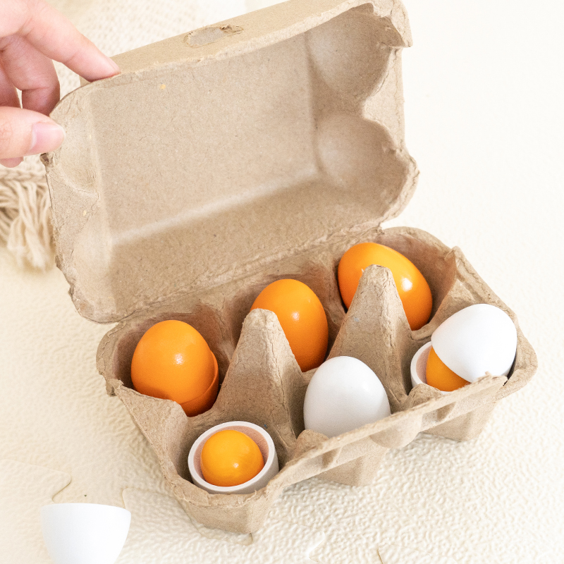 Baby Food Under 1 Year - 6 adet ahşap yumurta oyuncak yumurta