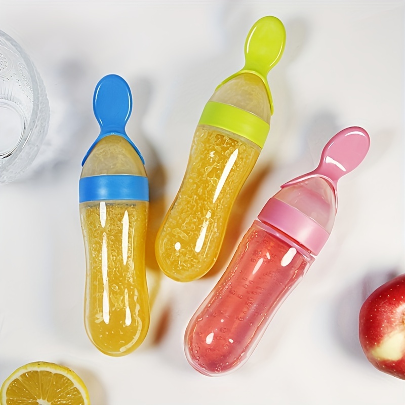 Baby Food Feeder - Kaşıklı Bebek Besleme Silikon Şişesi, 3oz